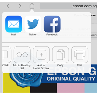 Use the Button to find the print function. An Epson printer can be found on the Wi-Fi network and used to print. Airprint is built into iOS so there's no need to install any printer software