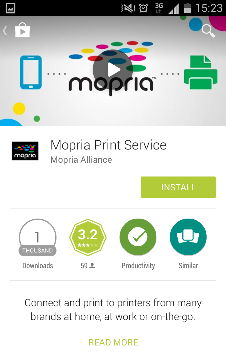 Download Mopria Print Service from Google Play Store