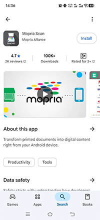 Download Mopria Print Service from Google Play Store